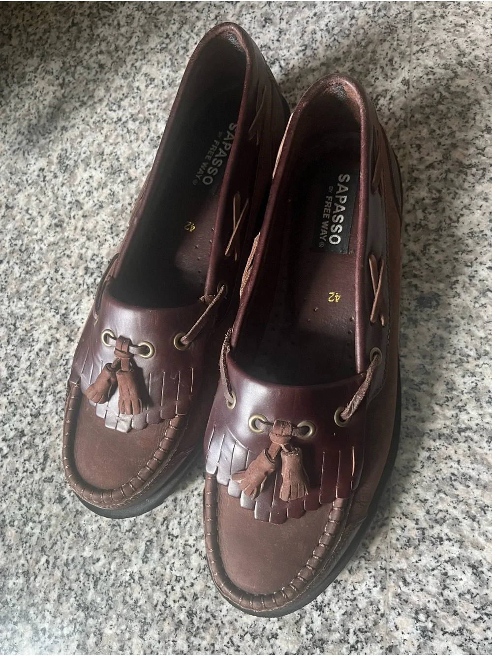 Freeway Brown and Burgundy Tassel Boat Shoes